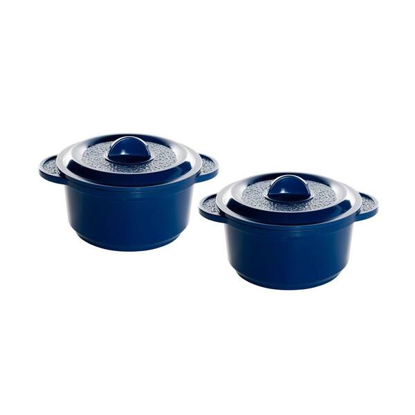 Nordic Ware Pro Cast Traditions Enameled Cast Mini Cocotte Pan with Cover Midnight Blue (2-Set)