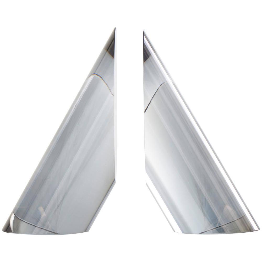 Silver Glass Pyramid Shaped Non-Skid Bookends, Set of 2