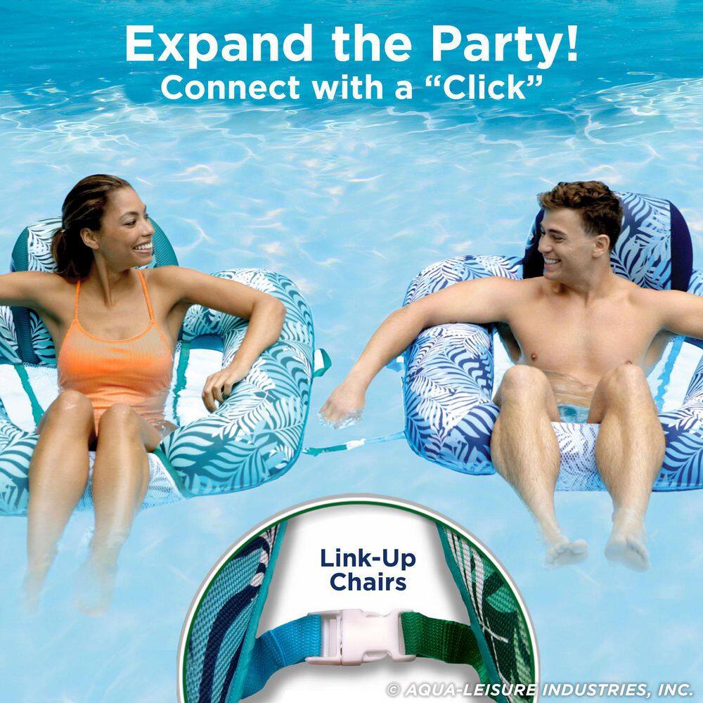 Teal Fern Leaf Inflatable Zero Gravity Pool Lounger