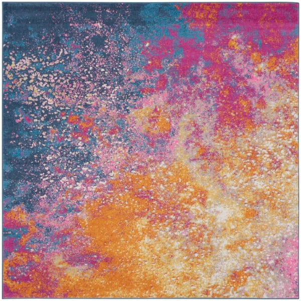 Passion Sunburst 8 ft. x 8 ft. Abstract Contemporary Square Area Rug
