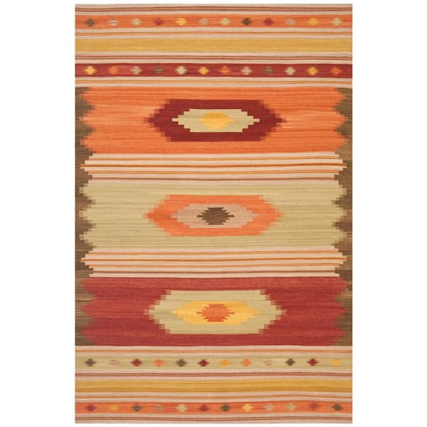 Kilim 10 ft. x 14 ft. Brown/Multi Striped Area Rug