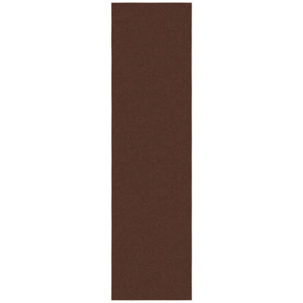 Ottomanson Ottohome Collection Non-Slip Rubberback Modern Solid Design 3x10 Indoor Runner Rug, 2 ft. 7 in. x 9 ft. 10 in., Brown