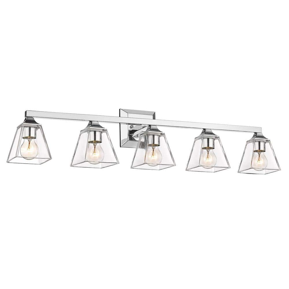 37.8 in. 5-Light Chrome Vanity Light Over Mirror with Clear Glass Shade price history on PriceWatchPro