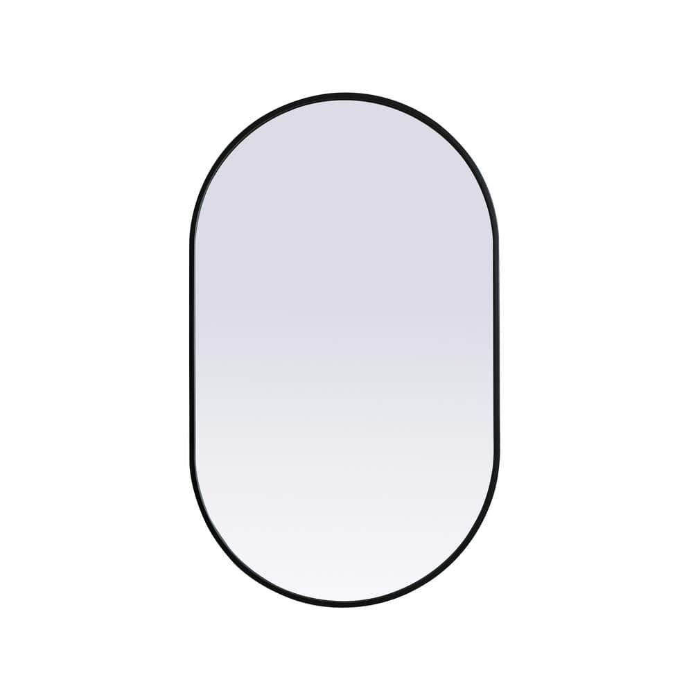 Simply Living 24 in. W x 40 in. H Oval Metal Framed Black Mirror
