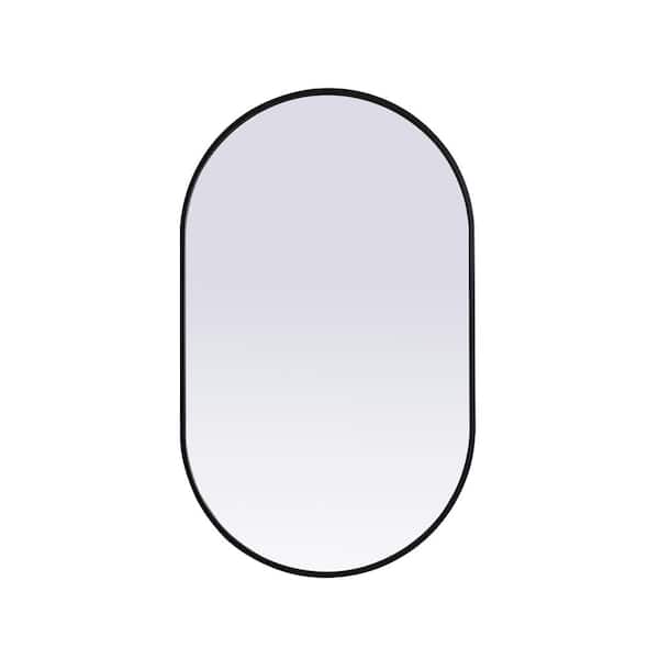 Unbranded Simply Living 24 in. W x 40 in. H Oval Metal Framed Black Mirror