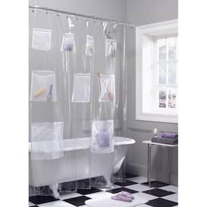 70 in. x 72 in. Clear Mesh Pocket Quick Dry Peva Shower Curtain or Liner
