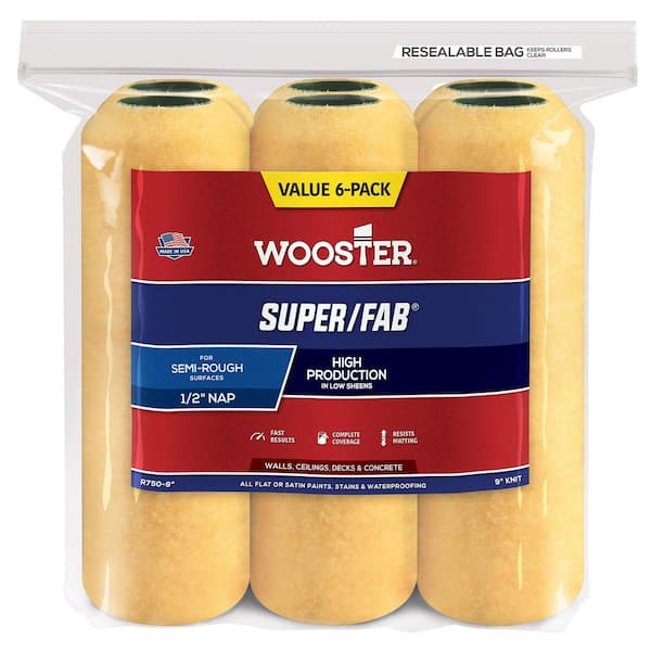 Wooster 9 in. x 1/2 in. Super/Fab Roller Cover (6-Pack)