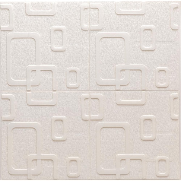 Dundee Deco Falkirk Jura II 1/3 in. 28 in. x 28 in. Peel and Stick Beige Cream Circular Shapes PE Foam Decorative Wall Paneling