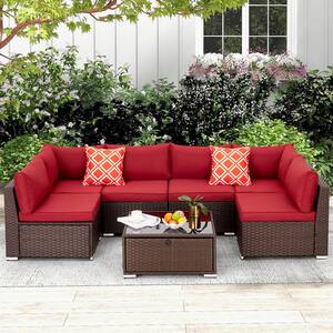 red outdoor sectional set