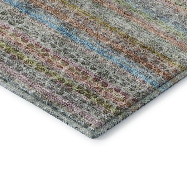 Mayfield Premium Machine Washable Abstract AMF2155 Aqua 3 ft. x 5 ft. Area Rug