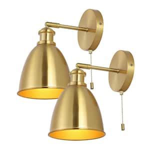 Hudson 6.5 in. 1-Light Farmhouse Bohemian Iron LED Sconce, Brass Gold