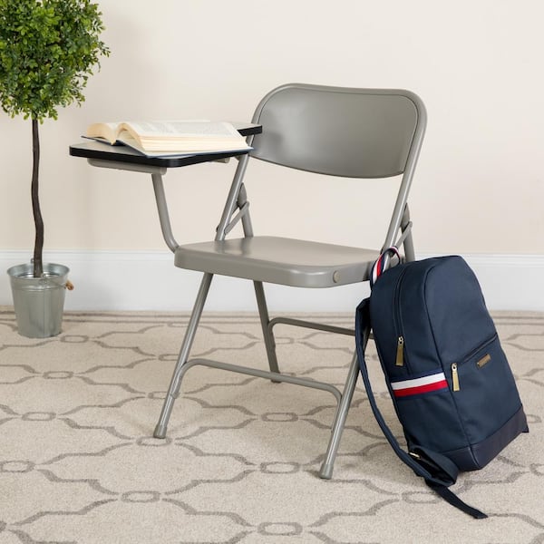 Carnegy Avenue Metal Folding Tablet Arm Chairs in Beige Set of 2