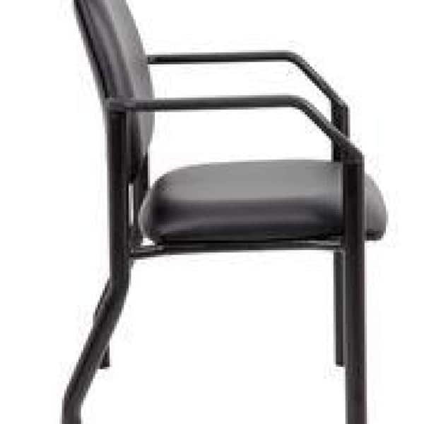 Black Mesh and Vinyl Mid-Back Guest Chair with Metal Frame