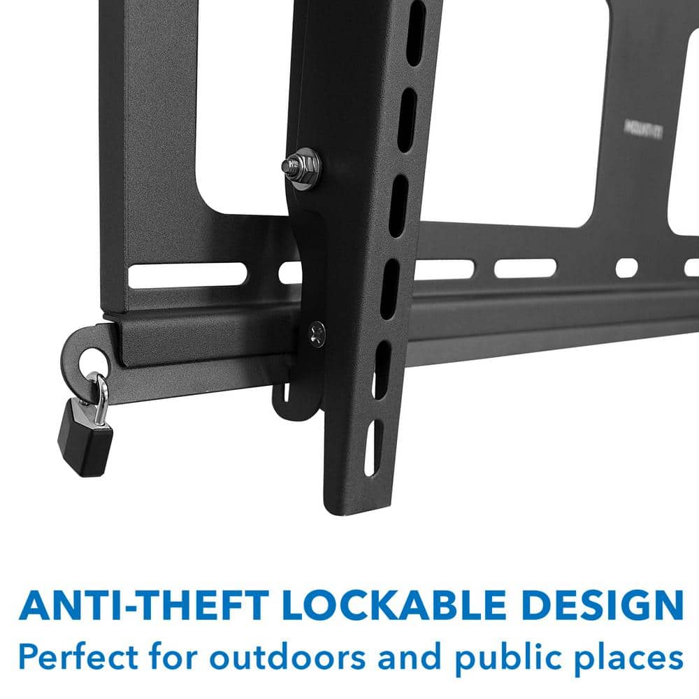 Weatherproof Black Steel Lockable Tilting TV Wall Mount for 37-80 Inch Screens