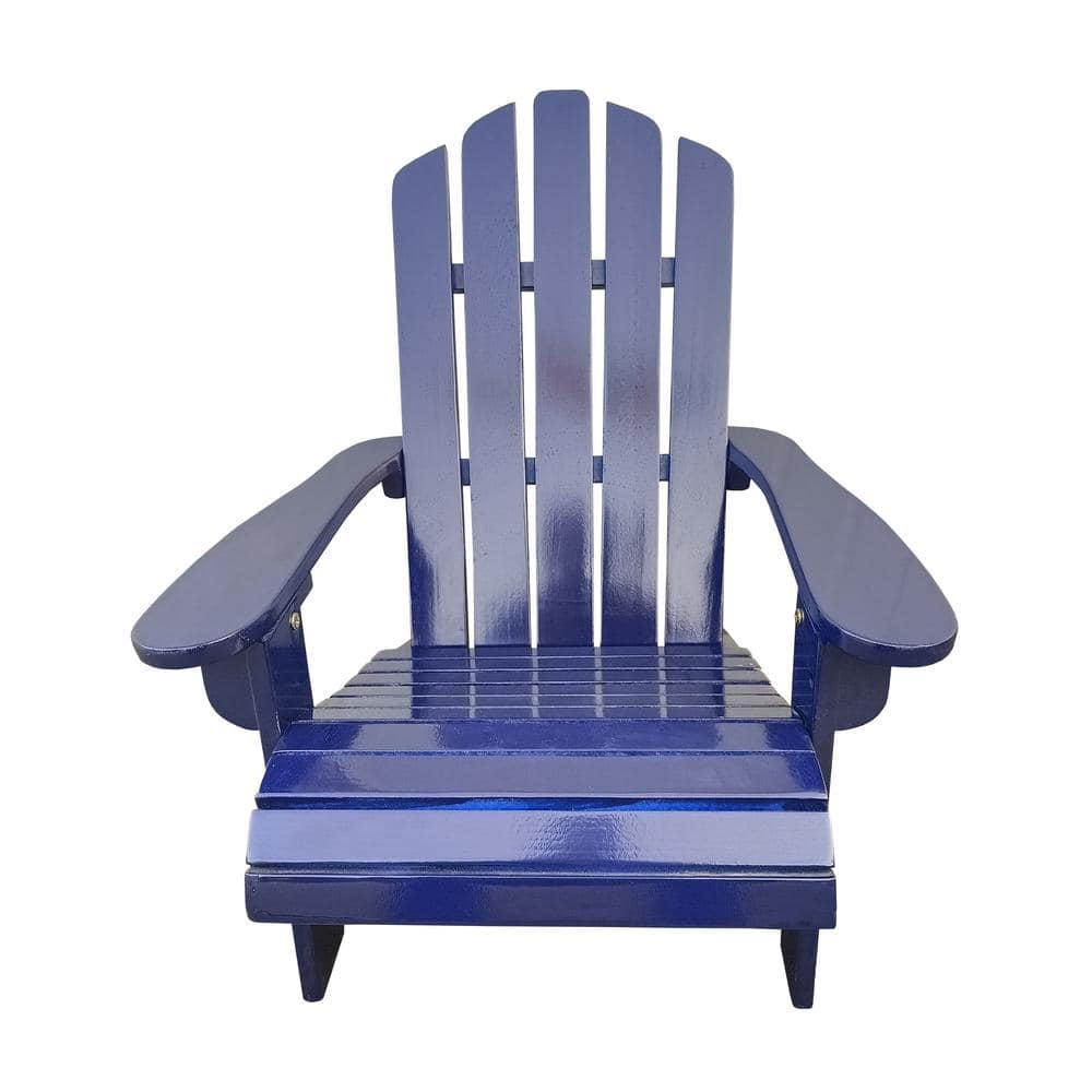 TIRAMISUBEST Outdoor Solid Wood Foldable Blue Adirondack Chair