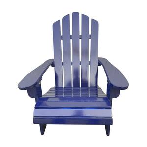 Outdoor Solid Wood Foldable Blue Adirondack Chair