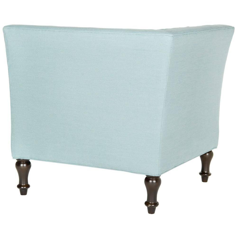 Sky Blue Transitional Tufted Corner Chair with Birch Legs