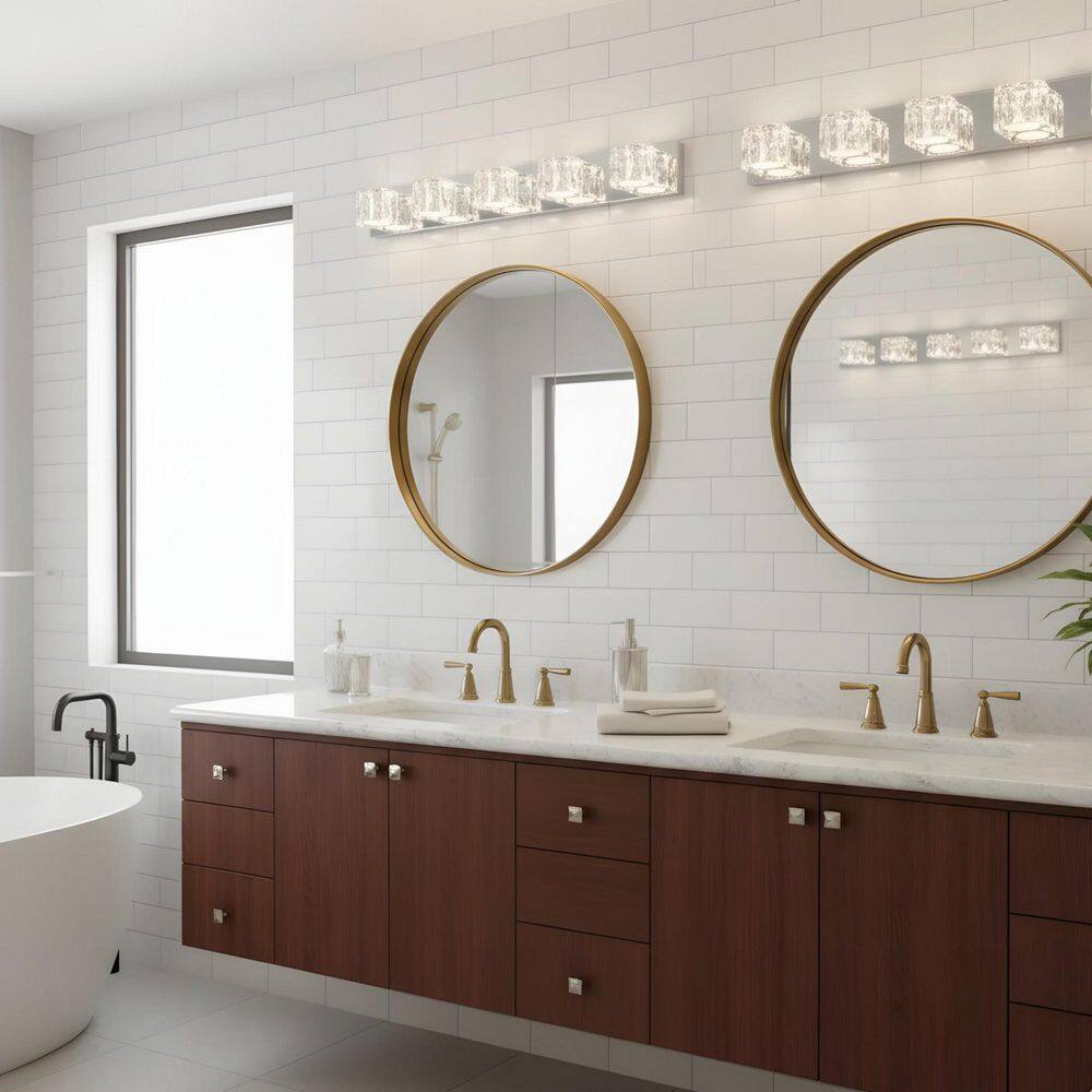 34.6 in. 5-Light Chrome LED Elegant Bathroom Vanity Light with Crystal Shades price history on PriceWatchPro