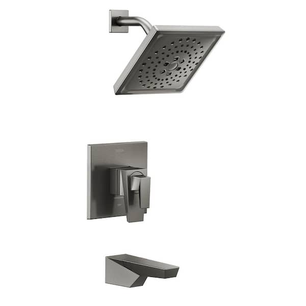 Delta Trillian 1-Handle Wall-Mount Tub and Shower Trim Kit in Lumicoat Black Stainless (Valve Not Included)