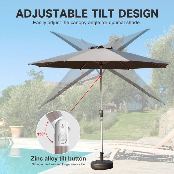 9 ft. aluminum market auto tilt patio umbrella in almond 9' with Customize the finish and industry leading Sunbrella fabric for the perfect look on this 9 umbrella Hampton Bay 9 ft. Aluminum