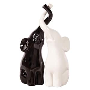 Elephant Love Black and White Sculpture (Set of 2)