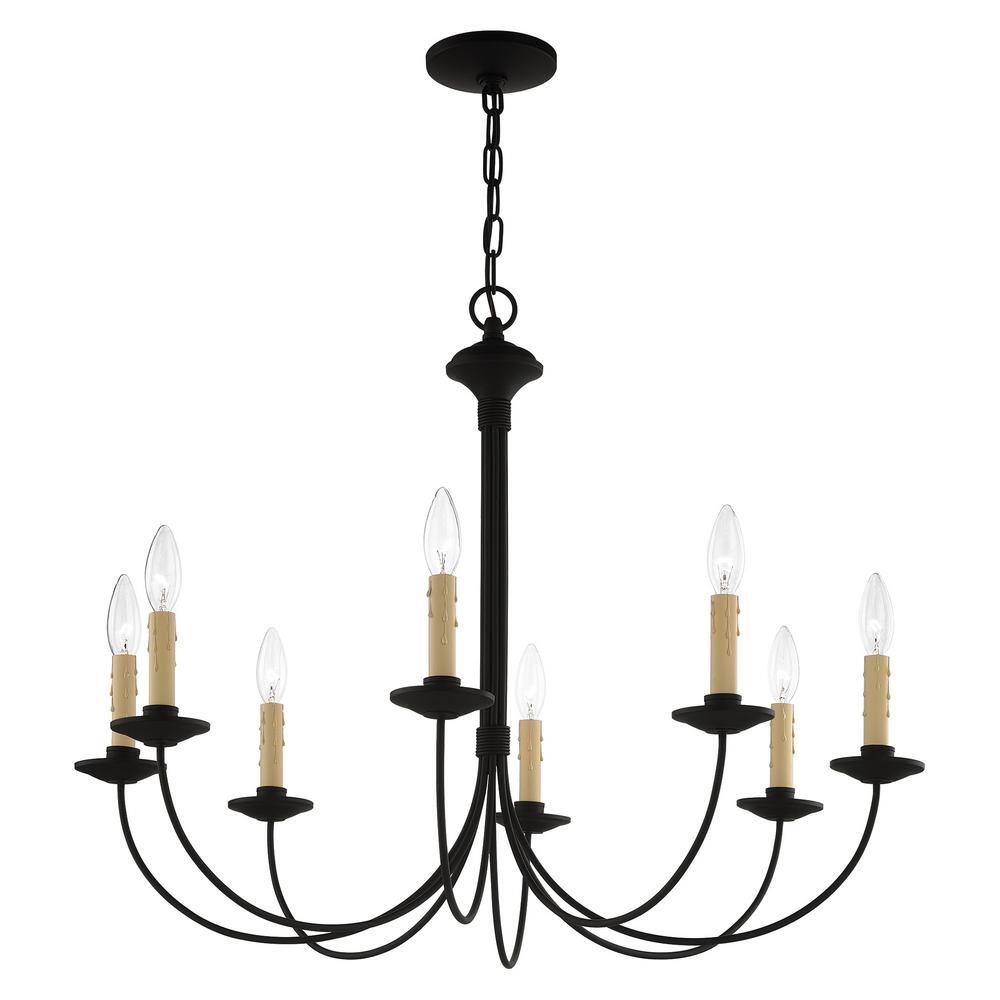 Heritage Black Steel 8-Light Curved Chandelier