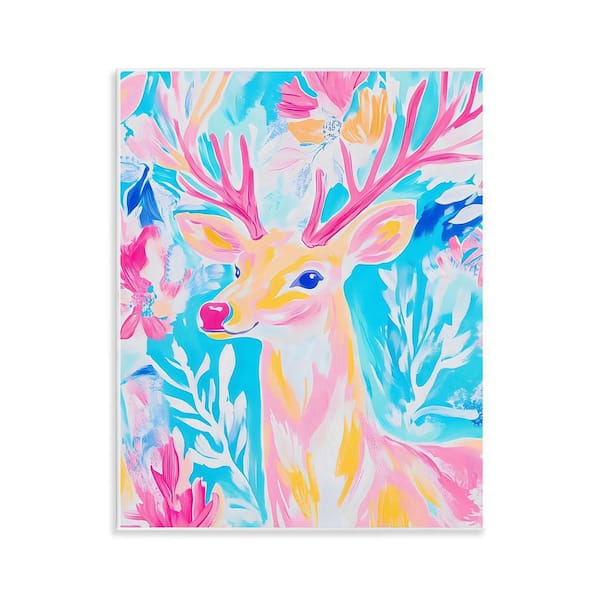 Bright Pastel Deer by Arlington Prints 1 Piece Unframed Graphic Animal Art Print 14 in. x 11 in.