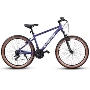 Blue Mountain Bike 26 in. Wheel, 21-Speed U-Brakes Twist Shifter, Carbon Steel Frame for Trail Commuter City Snow Beach