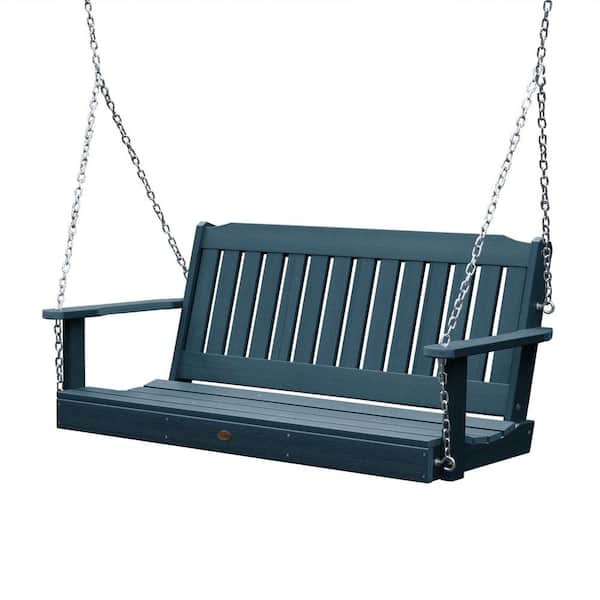Highwood Lehigh 5 ft. 2-Person Nantucket Blue Recycled Plastic Porch Swing