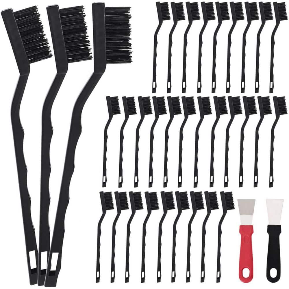 Mini Nylon Brush Set with Wire Bristle for Cleaning Welding Slag and Rust, Curved Handle (30-Pack) price history on PriceWatchPro