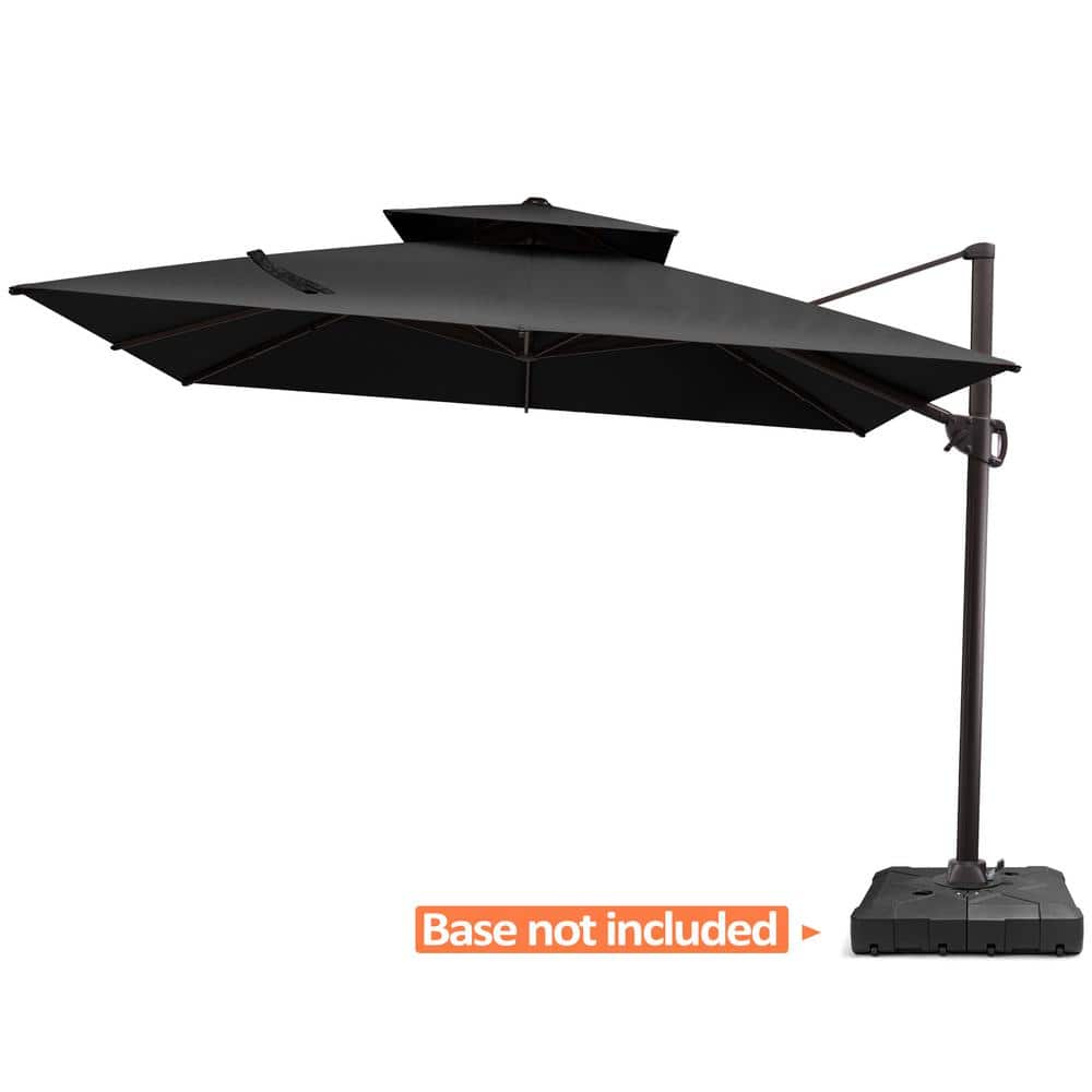 Black Heavy-Duty 10 ft Square Cantilever Patio Umbrella