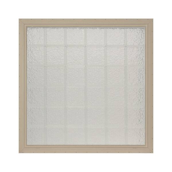 Pittsburgh Corning 48.625 in. x 48.625 in. x 4.75 in. IceScapes Pattern Glass Block Vinyl Window