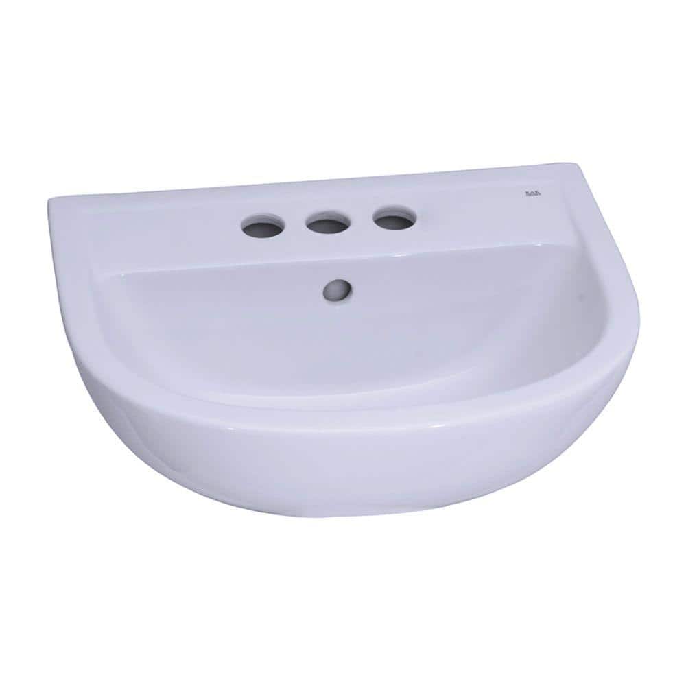 Compact White Vitreous China Pedestal Bathroom Sink