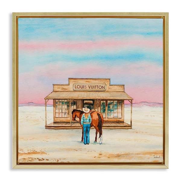 Glam Cowgirl Shopping by Amanda Greenwood Gold Floater Frame Nature Graphic Art Print 25 in. x 25 in.