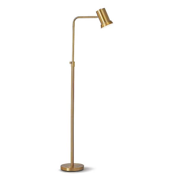 HomeGlam Studio 70 in. adjustable Antique Brass Finish 1-Light Metal Floor Lamp