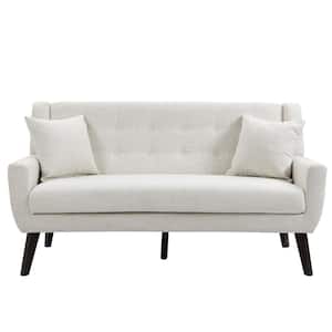 63 in. Straight Arm 2-Seater Sofa in Beige