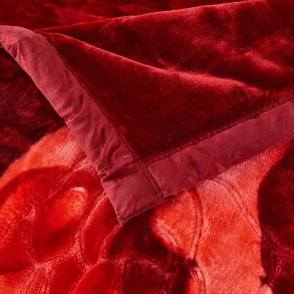 JML Burgundy 2-Ply 85 in. x 95 in. Reversible Polyester
