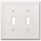 Ascher 2 Gang Toggle Steel Wall Plate - White