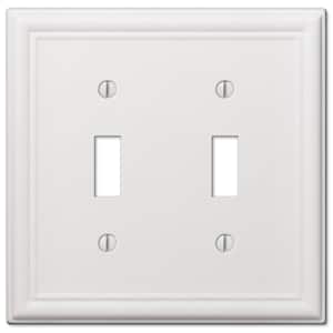 Ascher 2 Gang Toggle Steel Wall Plate - White