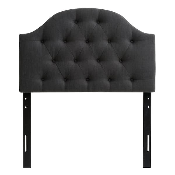 CorLiving Calera Dark Grey Single/Twin Diamond Button Tufted Fabric Arched Panel Headboard