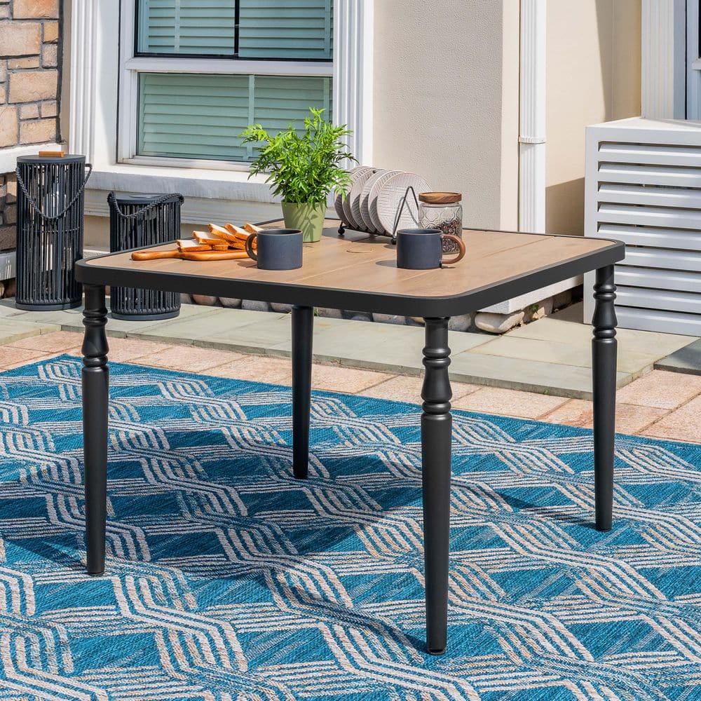 Nuu Garden Black Square Powder-Coated Metal Outdoor 37 in. Dining