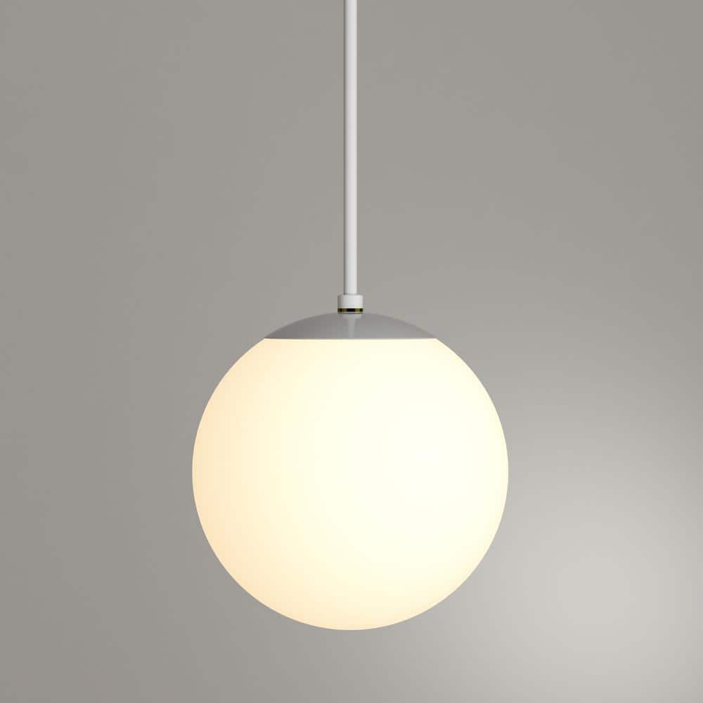 White Glass Globe Pendant Light with Adjustable Cord