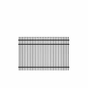 New Hope 4 ft. x 6 ft. Black Heavy-Duty Aluminum Metal Pre-Assembled Double Picket Fence Panel