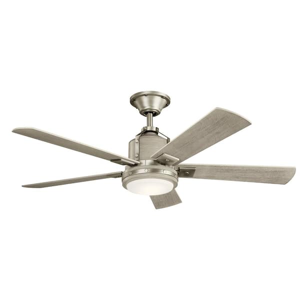KICHLER Colerne 52 in. Indoor Brushed Nickel Downrod Mount Ceiling Fan with Integrated LED with Wall Control Included