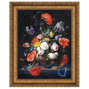 Still Life with Flowers and a Watch, 1679 by Abraham Mignon Framed Nature Oil Painting Art Print 33 in. x 27 in.