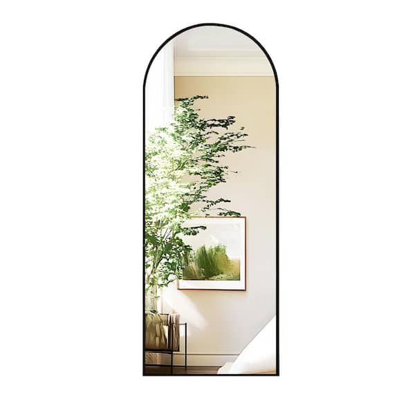 Modern Frame Black 25 in. W x 64 in. H Arch Frame Melatl Full Length Body Dressing Mirror with Shatter-Proof Glass