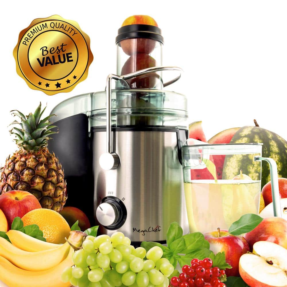 MegaChef Silver Electric Centrifugal Juicer with Variable Speed