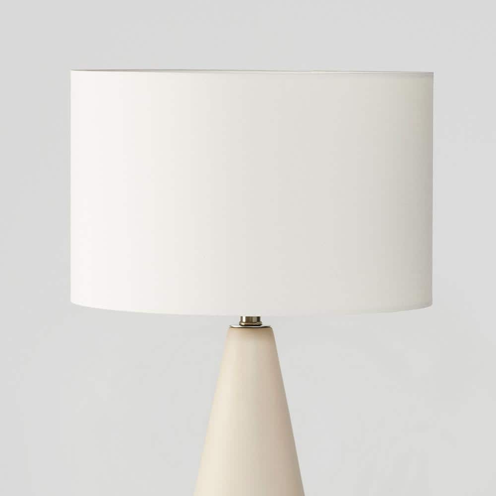 Nathaniel 20" White Cement LED Table Lamp with Cotton Drum Shade