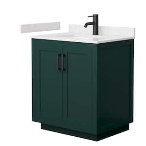 Miranda 30 in. W x 22 in. D x 33.75 in. H Single Bath Vanity in Green with Carrara Cultured Marble Top