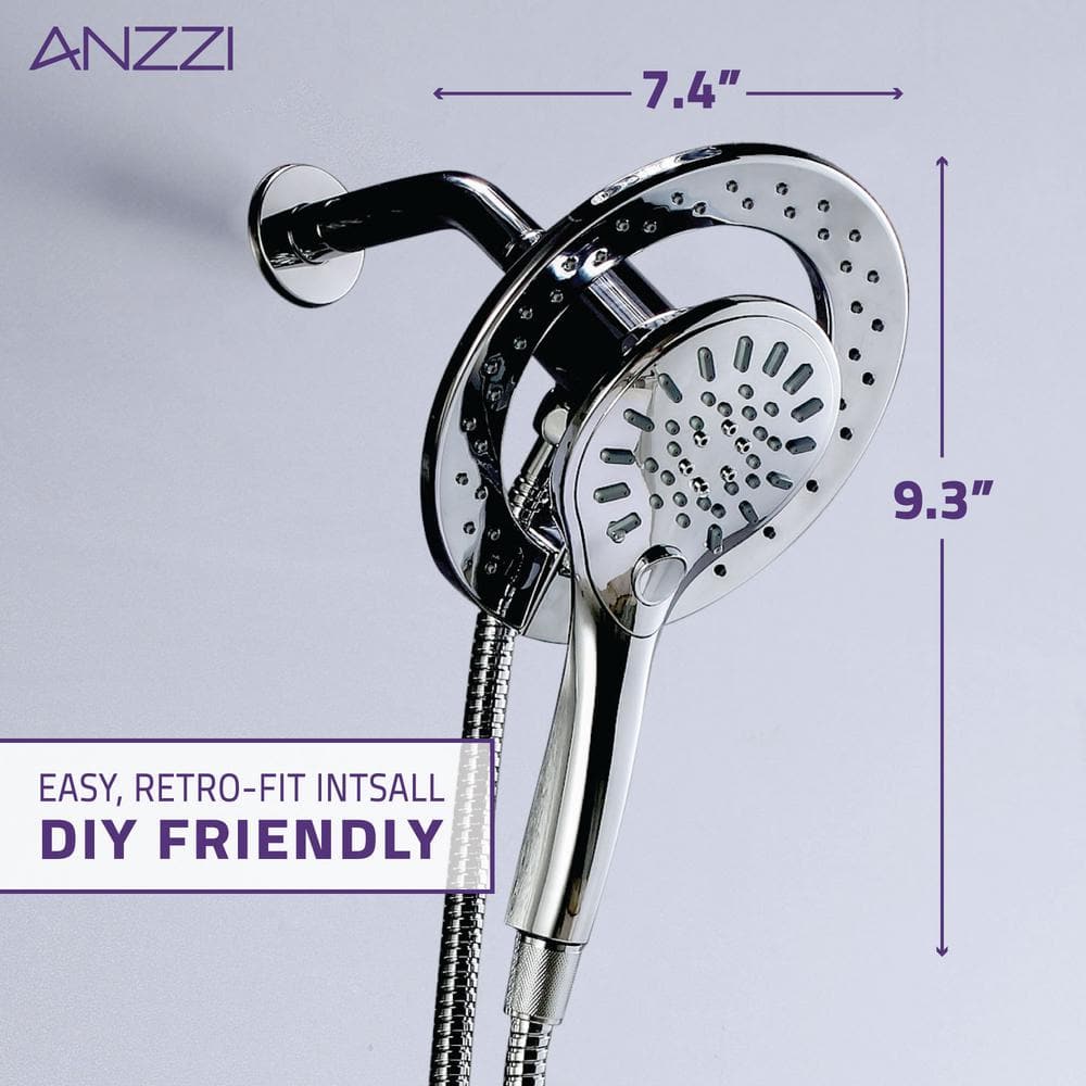 Polished Chrome Dual Wall Mount Handheld Shower Head